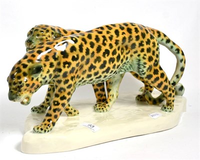Lot 93 - A Continental group of two walking leopards modelled by Ether Richter