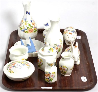 Lot 109 - A collection of Aynsley Cottage Garden pattern decorative china, including vases; rabbit; pig; bowl