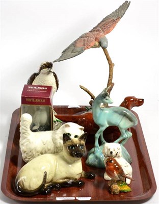 Lot 111 - Beswick animals including: deer on rock; Siamese cat; red setter etc; together with a Border...