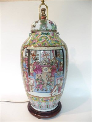 Lot 196 - A Cantonese Porcelain Baluster Vase and Matched Cover, mid 19th century, typically painted in...