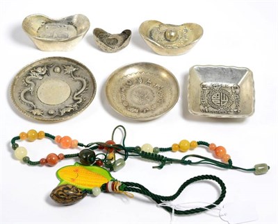 Lot 153 - Chinese white metal items with beads (qty)