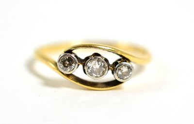 Lot 172 - An old cut diamond three stone ring, total estimated diamond weight 0.25 carat approximately,...
