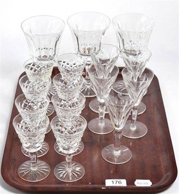 Lot 176 - A group of Waterford drinking glasses comprising three wines, five ports and eight sherries of...
