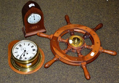 Lot 178 - A Whyte Thomson & Co of Glasgow brass ship's clock, single train, Roman dial, subsidiary...