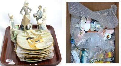 Lot 184 - A quantity of assorted shoe ornaments; four Lladro figures; and eight Russian plates