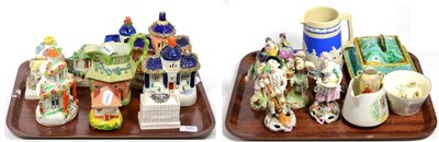 Lot 185 - A quantity of assorted ceramics including figures, houses etc