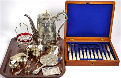 Lot 194 - Various silver and plated wares including cased fruit set etc (qty)