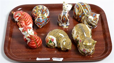 Lot 200 - Royal Crown Derby paperweights including Cottage Garden Cat, Cottage Garden Kitten and another (all