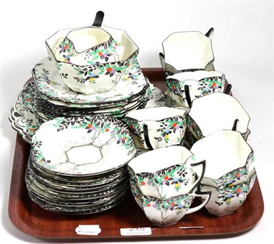 Lot 215 - A 1930s Shelley Art Deco tea service decorated with fruit and leaves