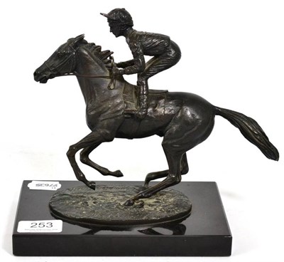 Lot 253 - David Cornell, 20th century, bronze of a racehorse and jockey titled ''Champion Finish'', dated...