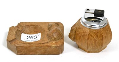 Lot 263 - A Robert ''Mouseman'' Thompson octagonal table lighter and an ashtray