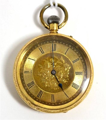 Lot 287 - A lady's fob watch, case stamped 18k