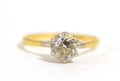 Lot 302 - An old cut solitaire diamond ring, estimated diamond weight 0.80 carat approximately, finger...