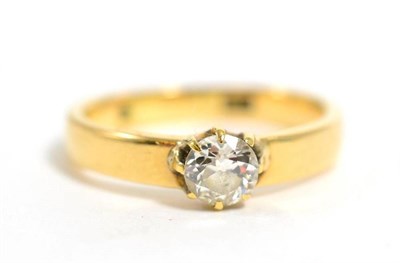 Lot 307 - An old cut solitaire diamond ring, to a broad shank, estimated diamond weight 0.40 carat...