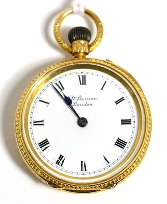 Lot 328 - A lady's 18ct gold fob watch, signed JW Benson