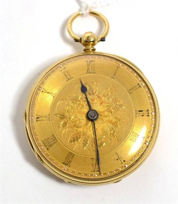 Lot 336 - An 18 carat gold open face pocket watch