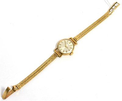 Lot 342 - A lady's 9ct gold wristwatch, signed Longines, later 9ct gold bracelet