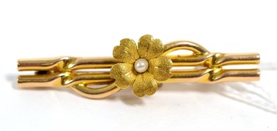 Lot 346 - A later nineteenth century cultured pearl flower brooch, a pearl to a textured petal flower...