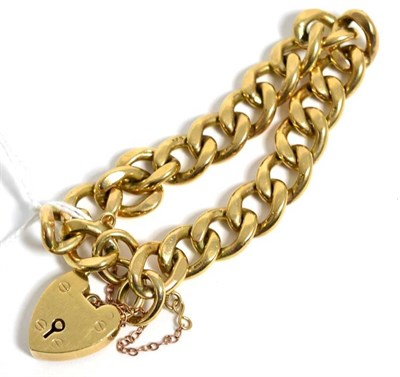 Lot 354 - A 9 carat gold curb link bracelet with padlock clasp, 49.9g