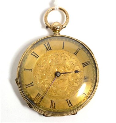 Lot 355 - A Continental open faced pocket watch, stamped 14