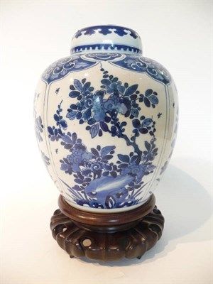 Lot 222 - A Chinese Porcelain Ginger Jar and Cover, Kangxi (1662-1722), painted in underglaze blue, the cover