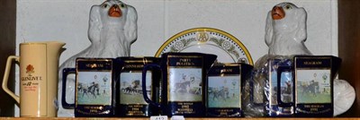 Lot 412 - A collection of Martell Grand National winner jugs; a pair of Staffordshire spaniels; and an AA...