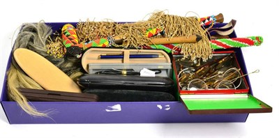 Lot 464 - A quantity of pens; spectacles; and tribal items