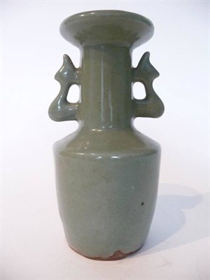 Lot 234 - A Chinese Celadon Kinuta Vase, in Yuan Dynasty style, of mallet form with angular handle, 15.5cm