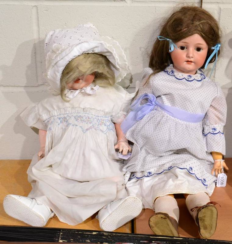 Lot 1007 - C M Bergmann, Walterhausen 1916 bisque socket head doll, brown wig, sleeping brown eyes, open...