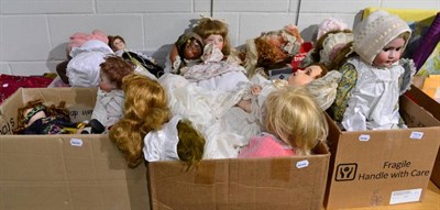 Lot 1014 - Assorted bisque and modern dolls including, Jolly Toy eskimo, W&Co 201 Thuringia bisque socket head