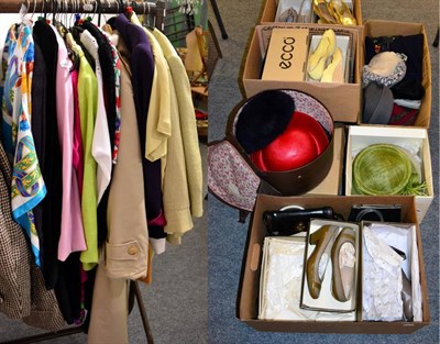 Lot 1020 - Assorted good quality modern clothing including two macs with faux fur linings, (size 10 and...