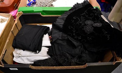 Lot 1022 - Assorted 19th century and early 20th century costume and accessories, including black silk...