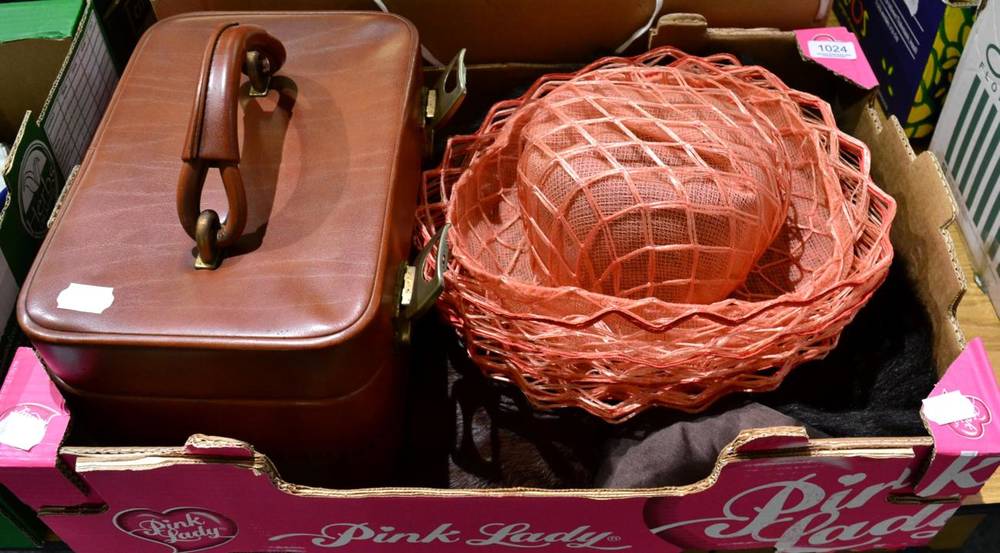 Lot 1024 - Sold for Yorkshire Air Ambulance - Christian Dior Licence Chapeau in pink; a brown vanity case;...