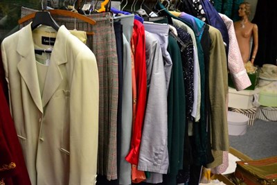 Lot 1113 - Assorted mainly 1980s and later suits and separates including a Jaeger black wool coat, two...