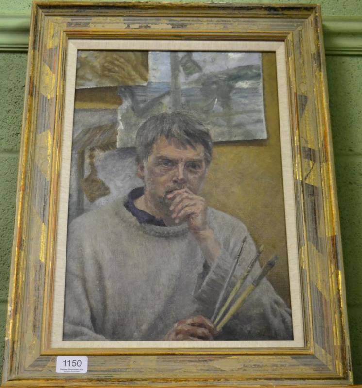 Lot 1150 - Alan Stones (b.1947) Self portrait, signed, dated 1998, oil on canvas, 44cm by 29cm