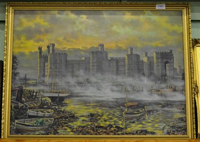 Lot 1161 - Morse Williams (20th century) 'Mist of Evening Caernarvon Castle', signed and dated 1968, oil...