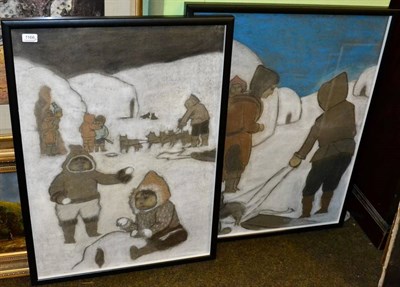 Lot 1166 - A pair of pastels depicting Inuits