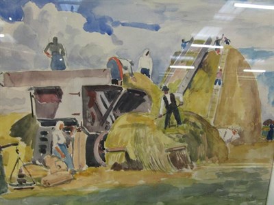 Lot 1176 - Pely Bato (20th century), Hungarian, Hay Making, signed and dated (19)26, watercolour