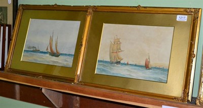 Lot 1217 - J Hollis (19th/20th century) A pair of signed watercolours, shipping scenes
