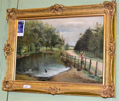 Lot 1235 - George ***lis (19th century), At the duck pond, indistinctly signed and dated 1889, oil on canvas