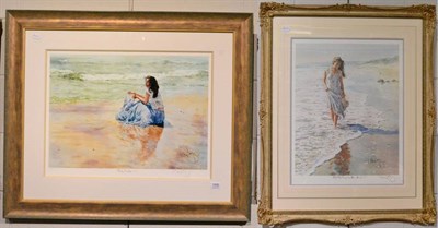 Lot 1260 - After Gordon King, coastal scenes, ''Reflections in the sand'', ''Solitude'', two colour prints