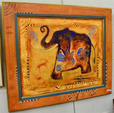 Lot 1269 - * Cass (Contemporary) French, Elephant, oil on canvas, 80cm by 99cm
