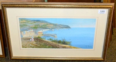 Lot 1285 - Marie Gianni (19th/20th century) ''Bay of Naples'', signed, gouache, 19cm by 40cm