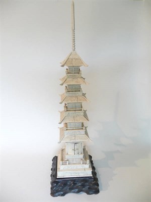 Lot 269 - A Japanese Bone Mounted Household Pagoda Shrine, circa 1910, with "dagger" finial and a...