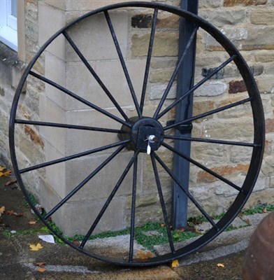 Lot 1369 - A large cart wheel, 118cm diameter