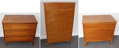 Lot 1374 - A 1950s Danish teak seven drawer straight front chest, with brass drop handles and square...