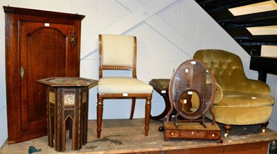 Lot 1380 - A Victorian nursing chair; a 19th century rosewood occasional chair; a needlework stool; a...