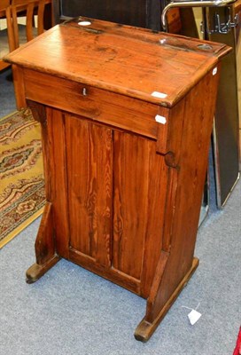 Lot 1385 - A Victorian pitch pine school teachers desk, with keys and an inkwell, 103cm high, 61cm wide...