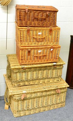 Lot 1397 - Five assorted wicker baskets of various sizes