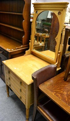 Lot 1401 - Late Victorian pine dressing chest with three drawers